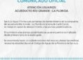 Según comunicado del Gobierno, el servicio del agua potable que sufrió el corte en el día de ayer está reestablecido