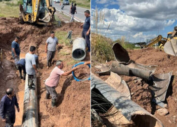 Desde esta mañana los equipos de SERBA estuvieron trabajando para realizar el arreglo del Acueductor Sur.