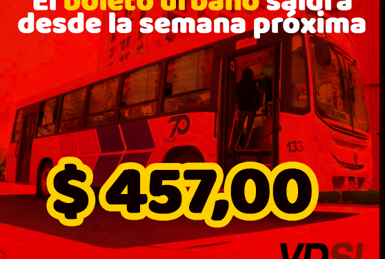 SUBE A 457 PESOS EL TRANSPORTE URBANO DE SAN LUIS