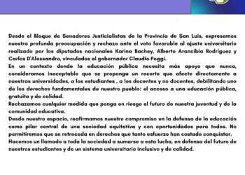 SENADORES JUSTICIALISTAS EN DEFENSA DE LA EDUCACIÓN PÚBLICA Y CONTRA EL VETO