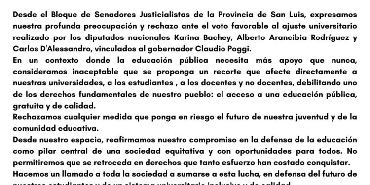 SENADORES JUSTICIALISTAS EN DEFENSA DE LA EDUCACIÓN PÚBLICA Y CONTRA EL VETO