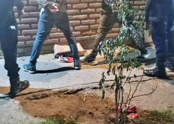 Dos jóvenes tenían en su poder bolsas de cemento de dudosa procedencia, fueron demorados al querer huir