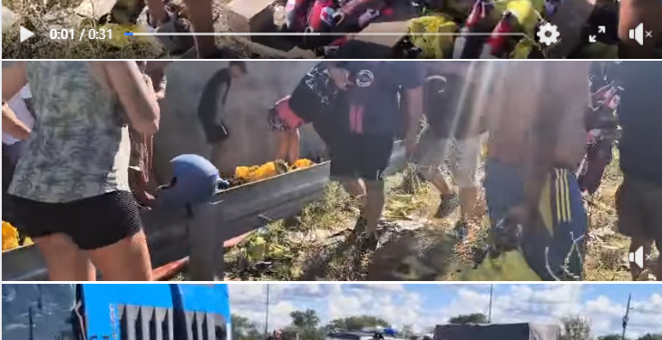 Volcó camión que transportaba cervezas. Los vecinos del lugar arremetieron con la mercadería