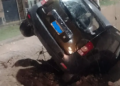 Una camioneta terminó dentro de un pozo durante la nevada en San Luis
